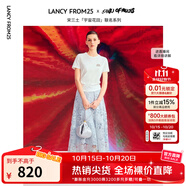 朗姿【宋三土聯(lián)名】法式蕾絲氣質(zhì)藍(lán)色半身裙夏季新款小眾半裙 霧藍(lán)色 S