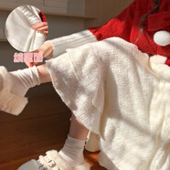 森女部落甜美風(fēng)百搭純色針織A字裙2025新款秋季加絨高腰半身裙女 米白色半身裙（加絨） L