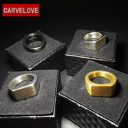 CARVELOVEins北歐簡(jiǎn)約主義男女幾何復古純色正方形情侶款對戒指潮配飾指環(huán) 金色男款10號
