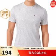 Tommy Hilfiger湯米 希爾費格 夏季男士純色短袖左胸小LOGO棉質T恤衫Z奢侈品潮牌 038深灰色 M