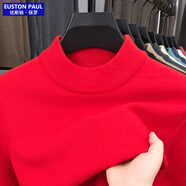 優(yōu)斯頓·保羅 EUSTON PAUL加厚針織衫男圓領(lǐng)新款毛衣中青年男士休閑打底衫毛線(xiàn)衣男裝上衣 大紅 XL (175)