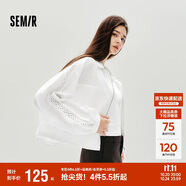 森馬（Semir）外套女秋短款蕾絲寬松蝙蝠袖棉麻立領(lǐng)2025小清新夾克10A525108002