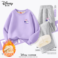迪士尼童裝兒童冬季套裝新款寬松顯瘦男童運動(dòng)冬裝上衣加厚加絨女童褲子