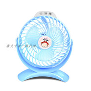 人杰USB充電臺扇宿舍辦公風(fēng)扇帶LED夜燈鋰電池 U6藍色