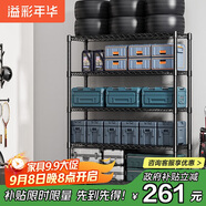 溢彩年華 置物架落地多層倉儲(chǔ)貨架層架家用陽臺(tái)儲(chǔ)物架廚房收納架子2805BK