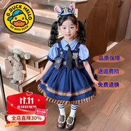 G.DUCKKIDS童裝洛麗塔公主裙女童連衣裙夏季朱迪兔子警官兒童裙子生日蓬蓬裙 8820連衣裙+腰帶包包毛球發(fā)箍 130 尺碼7~8歲【120-130cm】