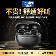 飛利浦（PHILIPS）藍牙耳機耳夾式骨傳導概念無(wú)線(xiàn)輕量款開(kāi)放式重低音運動(dòng)跑步降噪掛耳適用于蘋(píng)果華為小米TAQ2020-黑
