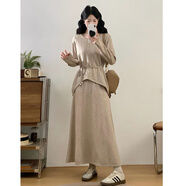 小紅書(shū)爆款大碼女裝2025秋超火搭配一整套胖mm梨型顯瘦老錢(qián)風(fēng)收腰 杏色套裝(優(yōu)質(zhì)版)【名媛/炸街/多巴胺/女生酷帥/純欲/ M (100斤以?xún)?