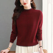 AEMAPE半高領(lǐng)新款女裝秋冬洋氣套頭毛衣女時(shí)尚百搭顯瘦短款打底針織衫女 安哥拉紅 M 建議95-110斤