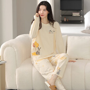 馨愛(ài)百年睡衣女春秋長(cháng)袖純棉韓版休閑寬松全棉女士套頭家居服可外穿套裝 QH5507 L