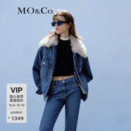 MO&Co.【土耳其棉】新品可拆卸毛領(lǐng)牛仔夾克棉服摩安珂 牛仔藍色 S 160
