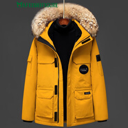 MAFEISHIFIGURE輕奢品牌情侶羽絨服男女2025冬季新款潮鵝大毛領(lǐng)加厚工裝女派克服 落葉黃-男女同款 L