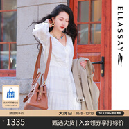 歌力思（ELLASSAY）【張婧儀同款】初戀小白裙新款100%桑蠶絲法式鏤空真絲連衣裙 白色織提花繡花 XS