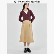 佐丹奴針織開(kāi)衫女小外套純棉V領(lǐng)小衫女外搭純色女外衣05350649 23酒紅色 M