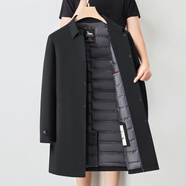 夢(mèng)特嬌羽絨服男中長(cháng)款冬季輕薄白鴨絨中年男士商務(wù)爸爸裝風(fēng)衣外套 黑色*中長(cháng)款*固定內膽 A2299 M 170(建議100-123斤)