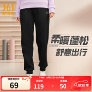 361°運(yùn)動(dòng)褲女季秋季直筒加絨針織長(zhǎng)褲束腳女子常規(guī)舒適褲子女 【束腳】超級(jí)黑【加絨】 XL