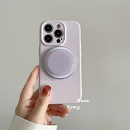 魅族（meizu）溫柔淡紫色硅膠磁吸支架魅族21NOTE/20PRO手機殼note9圓形16S plus全包meizu21女17pro/X8/16T軟糯 淺紫色(殼)+磁吸圈+磁吸圓形亮面淺紫色支架 魅族 18 Pro