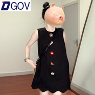 DGOV2025新款法式氣質(zhì)黑色吊帶背心連衣裙子女夏甜美小個(gè)子設計感短裙 黑色 M 45/55kg
