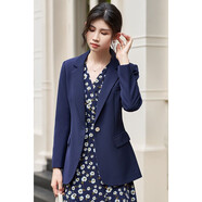 米思陽(yáng)（missshine）新款經(jīng)典簡(jiǎn)約風(fēng)西裝氣質(zhì)干練顯瘦正裝外套女款1877 藏藍色/現貨直發(fā) S