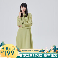 艾萊依商場同款新款系帶蝴蝶結(jié)法式氣質(zhì)連衣裙時(shí)尚百搭顯瘦長裙子 西芹綠 M 160/84A