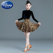 迪士尼（DISNEY）拉丁舞蹈服女兒童秋冬舞蹈練功服少兒考級比賽表演服舞裙 1720高領(lǐng)上衣豹紋裙 130 cm