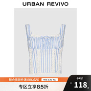 UR2025夏季新款女裝拼接蕾絲豎條紋打攬吊帶衫UYL250049