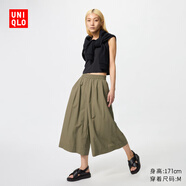 優(yōu)衣庫女裝休閑裙褲/七分褲褲子尼龍25秋冬新款479399 56 橄欖色 M /160/68A