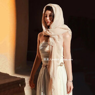 疆新疆敦煌旅游穿搭衣服埃及摩洛哥迪拜異域風(fēng)沙漠度假抹胸白色長裙 米白色連衣裙 S