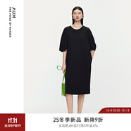 噢姆（AUM）【熱銷新品】AUM噢姆2025年夏季新款針織空氣層泡泡袖T恤連衣裙子 黑色 XL
