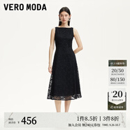 VEROMODA連衣裙2025秋冬新款圓領(lǐng)亮片蕾絲花朵內(nèi)里加襯A字裙時(shí)尚氣質(zhì) 黑色 L