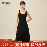 深呼吸DEEP BREATH女裝簡約高腰圓領(lǐng)背心小黑裙連衣裙8500126 黑 S (2碼)