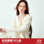 樂町甜美少女感白色荷葉邊襯衫女夏季新款時(shí)尚百搭肌理感襯衣 米白（現(xiàn)貨） XS