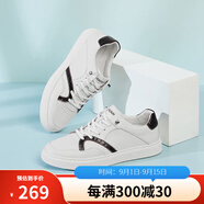 康奈（kangnai）小白鞋男春季新款簡約百搭小白鞋軟底舒適潮流板鞋 白色/紅色 38