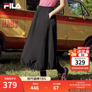 FILA 斐樂(lè )官方女士梭織裙2025夏季新款時(shí)尚休閑舒適半身裙一步裙 正黑色-BK 3XL