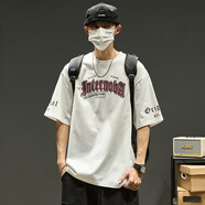 木清清男生t恤短袖男款夏季白色重磅純棉上衣服美式高街青少年男裝半袖 白色 M (90-130斤)