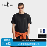 比音勒芬2025夏季新款透氣圓領(lǐng)防曬短袖T恤休閑簡(jiǎn)約親膚男士上衣日常通勤 07黑色 2XL （115）
