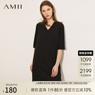 AMII女裝2025極簡(jiǎn)時(shí)尚通勤chic感V領(lǐng)H型連衣裙夏季新款寬松中 黑色 XL 170/92A