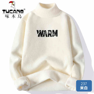 啄木鳥(niǎo)（TUCANO）中領(lǐng)針織毛衣男秋冬季時(shí)尚簡(jiǎn)約外套開(kāi)衫打底衫青少年冬裝毛線(xiàn)衣 237米白 常規 XL 約115-135斤可穿