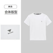 圓領(lǐng)短袖T恤夏季休閑時(shí)尚印花舒適棉質(zhì)透氣T恤男 米白J1 M