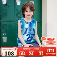 JordanNIKE JORDAN 耐克AJ童裝男童23號籃球服背心2024夏季新款