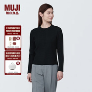 無(wú)印良品（MUJI）女式 使用大豆纖維羅紋編織圓領(lǐng)毛衣長(cháng)袖女款針織衫 BA1OFA4S 黑色 L(165/88A)