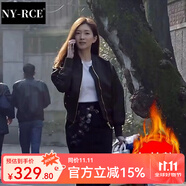 NY-RCE棒球服飛行員夾克外套女寬松2025秋季新款韓國短款加棉工裝冬季 黑色東家加棉款 加厚 L 106-115斤