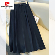 皮爾卡丹（pierre cardin）感灰色毛呢裙半身裙秋冬2025新款高腰氣質(zhì)中長(zhǎng)百褶裙a字傘裙 藏青色-毛呢 S 26 建議85-95斤