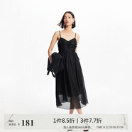 VEROMODA 連衣裙24夏季新款時(shí)尚褶皺飄帶名媛甜美法式吊帶長(zhǎng)裙女32427A031