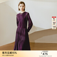 顏域黑色連衣裙春冬季女裝2025年新款顯瘦連身裙針織假兩件百褶裙 紫色（加厚） M/38