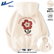 回力情侶衛(wèi)衣秋季高顏值一女一男連帽上衣2025新款潮牌淺米色外套 【連帽】 淺米(h大熾霞花胸標(biāo)背標(biāo)) S /165