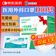 海氏海諾一次性醫(yī)用外科口罩 滅菌級口罩醫(yī)用100只白獨立包裝防塵口罩夏季