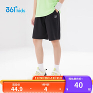 361°兒童短褲夏季男女童3-12歲透氣運動褲梭織五分褲 黑 160