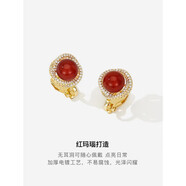 老廟法式復(fù)古紅色瑪瑙耳釘女小眾輕奢感氣質(zhì)耳環(huán)2025新款耳飾 耳夾款贈(zèng)鑒定證書(shū)