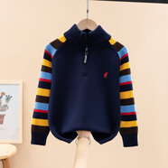 兜巴拉（DOUbala）兒童毛衣2025秋冬新款男女童套頭打底針織衫中大童毛線(xiàn)衣外套洋氣 藏青色常規款 120 cm